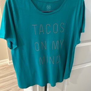 Old Navy Teal Tacos on my Mind Short Sleeve T-Shirt